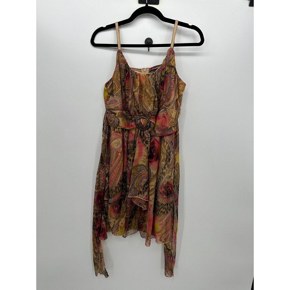Paisley Leopard Handkerchief Dress Sz 1X Boho Glam Y2K Fairycore Grunge